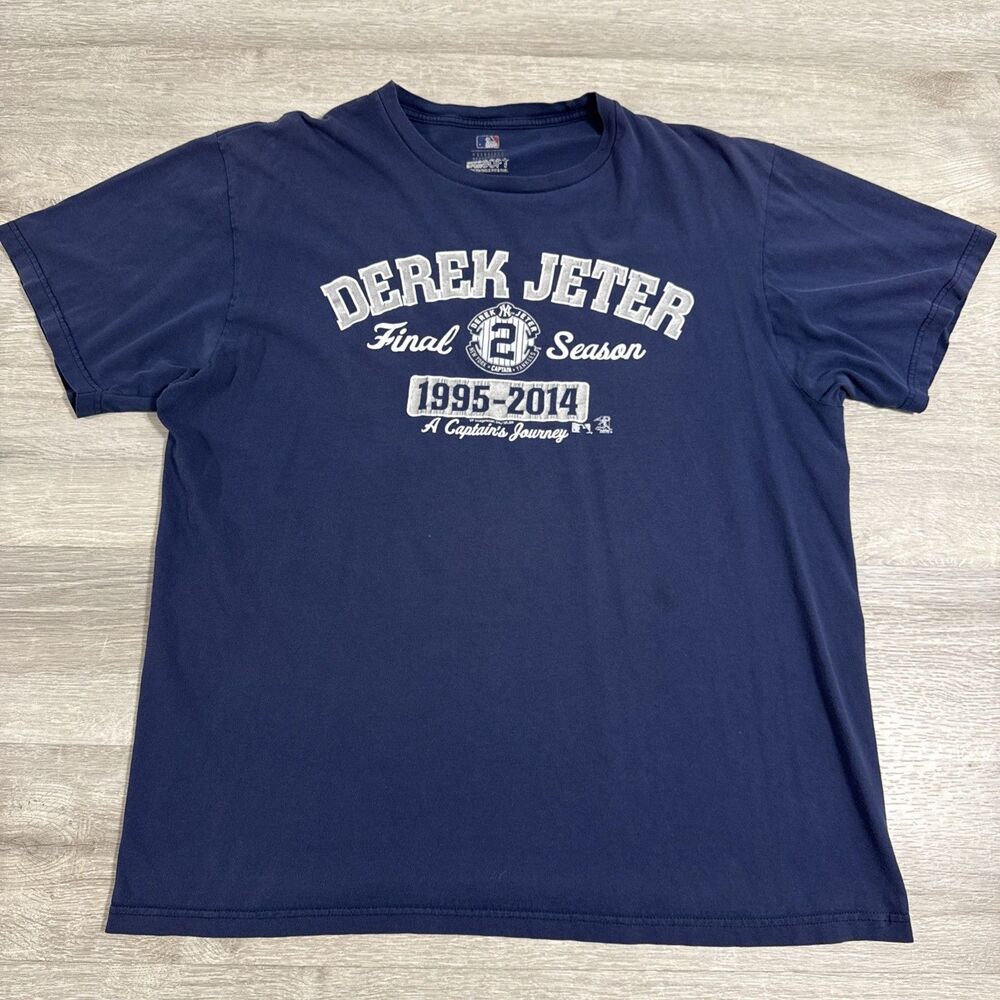 Derek Jeter Shirt New York Yankees Final Season 1995 2014 Men's Blue XL Cotton
